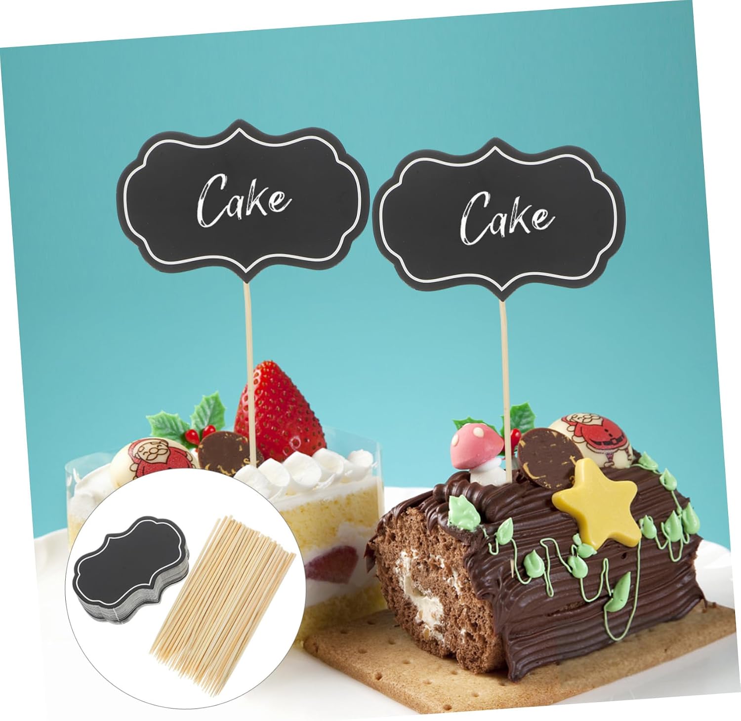 Writable Cake Picks 50pcs Bamboo Paper Black for Dessert Labels