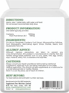 Cranberry 5000mg 90 Tablets | High Strength Cranberry Supplement | UK Manufactured | Vegans & Vegetarians Friendly