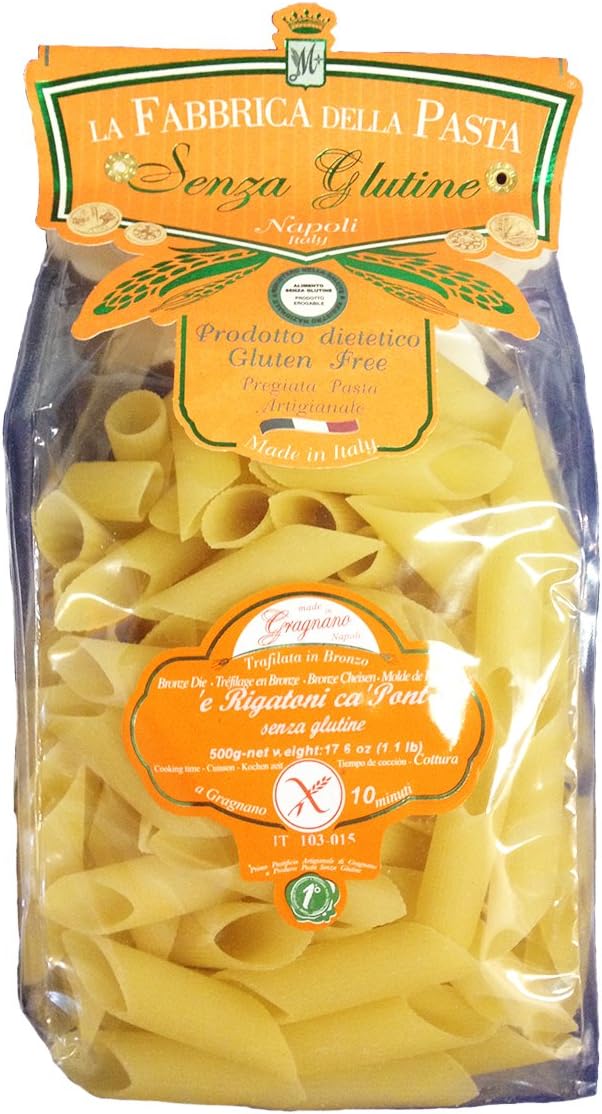 Gluten Free Rigatoni ca Pont (Bias Cut) 500 Grams (1.1 lb) Bag