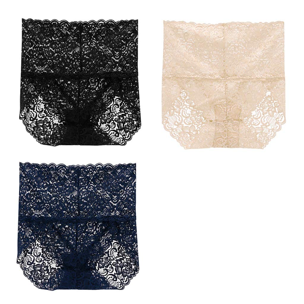 Bikinis majtki do talii, damskie, koronkowe, maxi, majtki podstawowe, maxi, Combo, 3 sztuki, damskie, bawełna, wysoka seksowna bielizna, bawełniana, rozpórki (kolor : D, rozmiar: XXL)