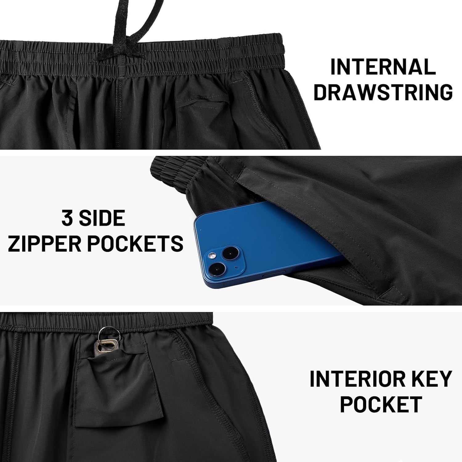 MIER Men's Running Shorts 7" Quick Dry Gym Athletic Workout Shorts with Zipper Pockets - Image 3