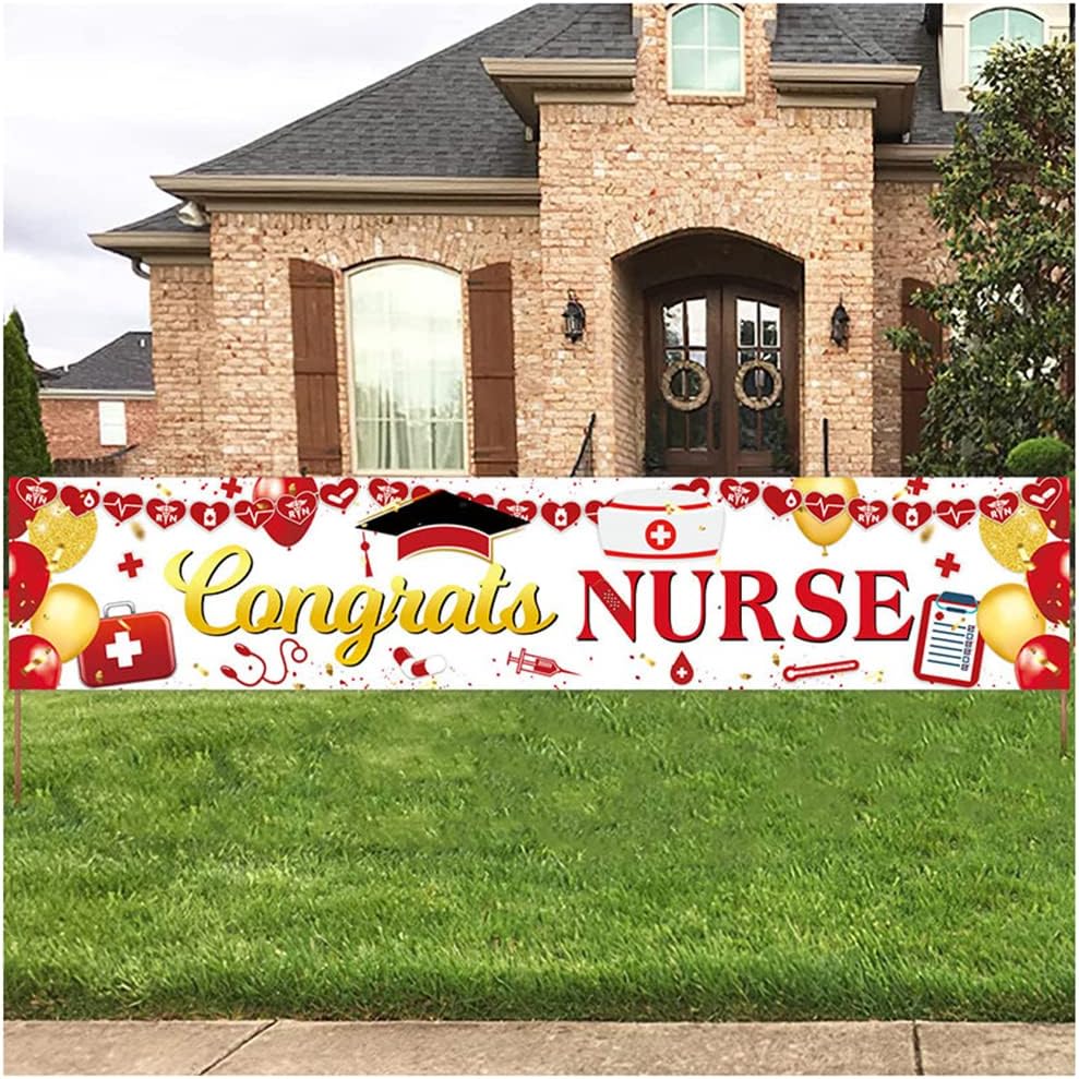 Awyjcas Large 2023 Congrats Nurse Banner,Red Nursing