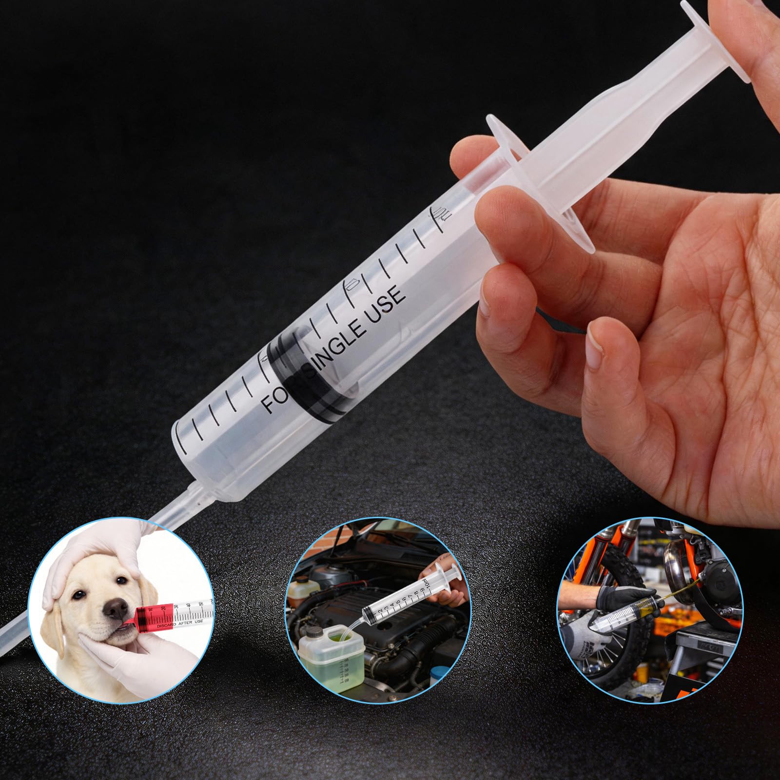 10 sztuk strzykawek 1 ml, 3 ml, 5 ml, 10 ml, 20 ml, 30 ml, 60 ml, z wężem, strzykawka do dozowania płynów dla hobbystów i majsterkowiczów, indywidualnie zapieczętowane opakowanie