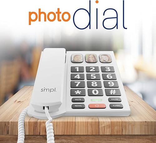 Miniatura 6 de SMPL Teléfono de botón grande para personas mayores, teléfono fijo con cable simple para ancianos, discapacitados, Alzheimer, demencia, problemas de