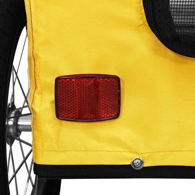Foto 5 de 8 de vidaXL Remolque de Bicicleta Mascotas Hierro Tela Oxford Amarillo