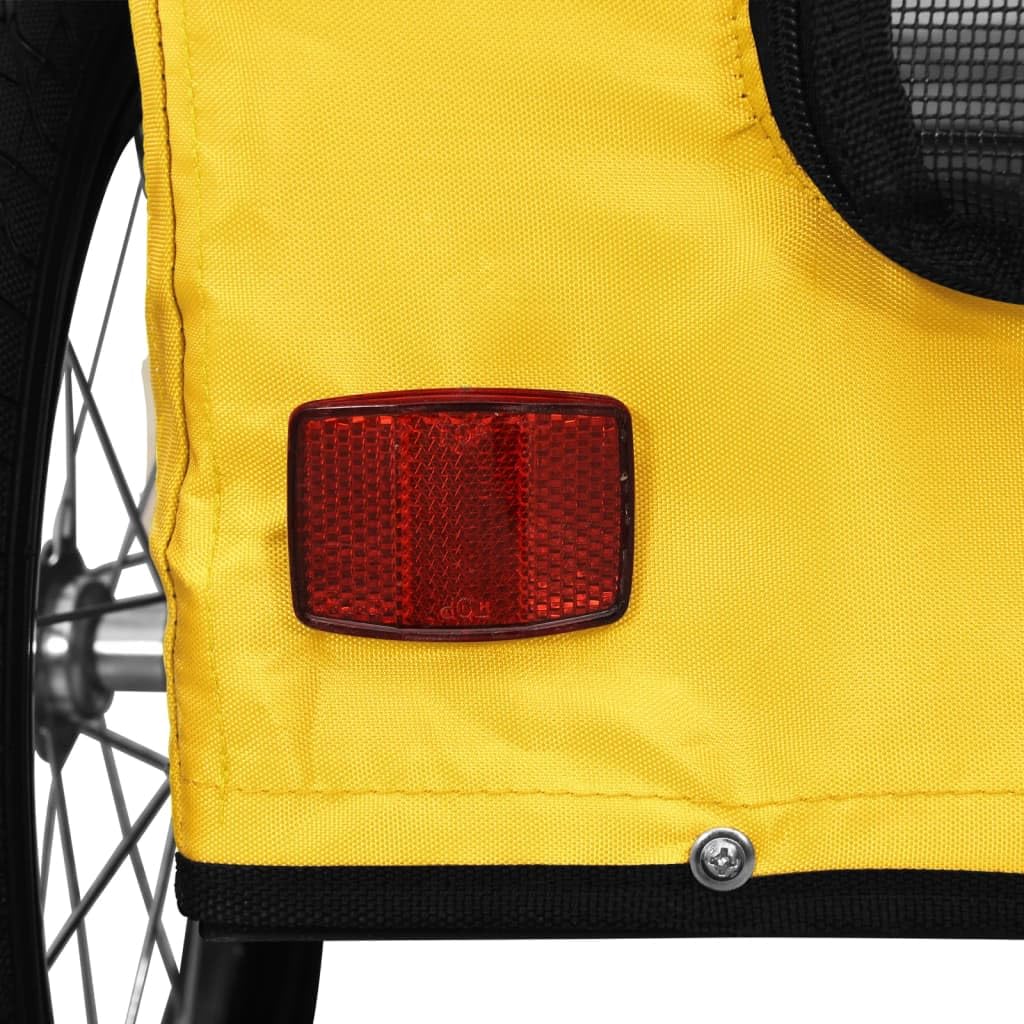 Fahrradanhänger Hundebuggy Gelb Oxford-Gewebe Eisen Rahmen mit PVC Dach, 137 x 68 x 72 cm, 45 kg, für Fahrrad und Tiertransport