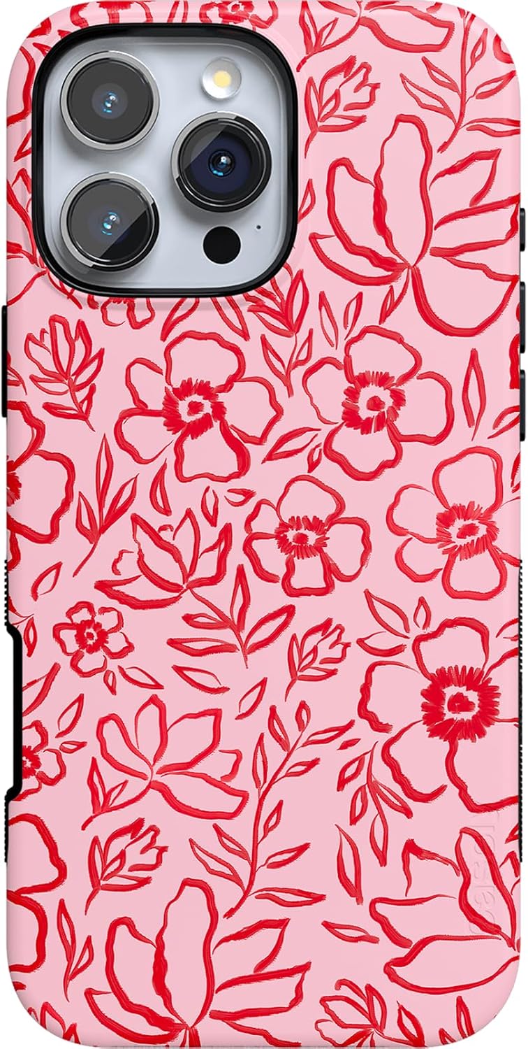 Casely iPhone 16 Pro Case | Blush Garden | Floral Doodle | Compatible with MagSafe | Bold Protective Design