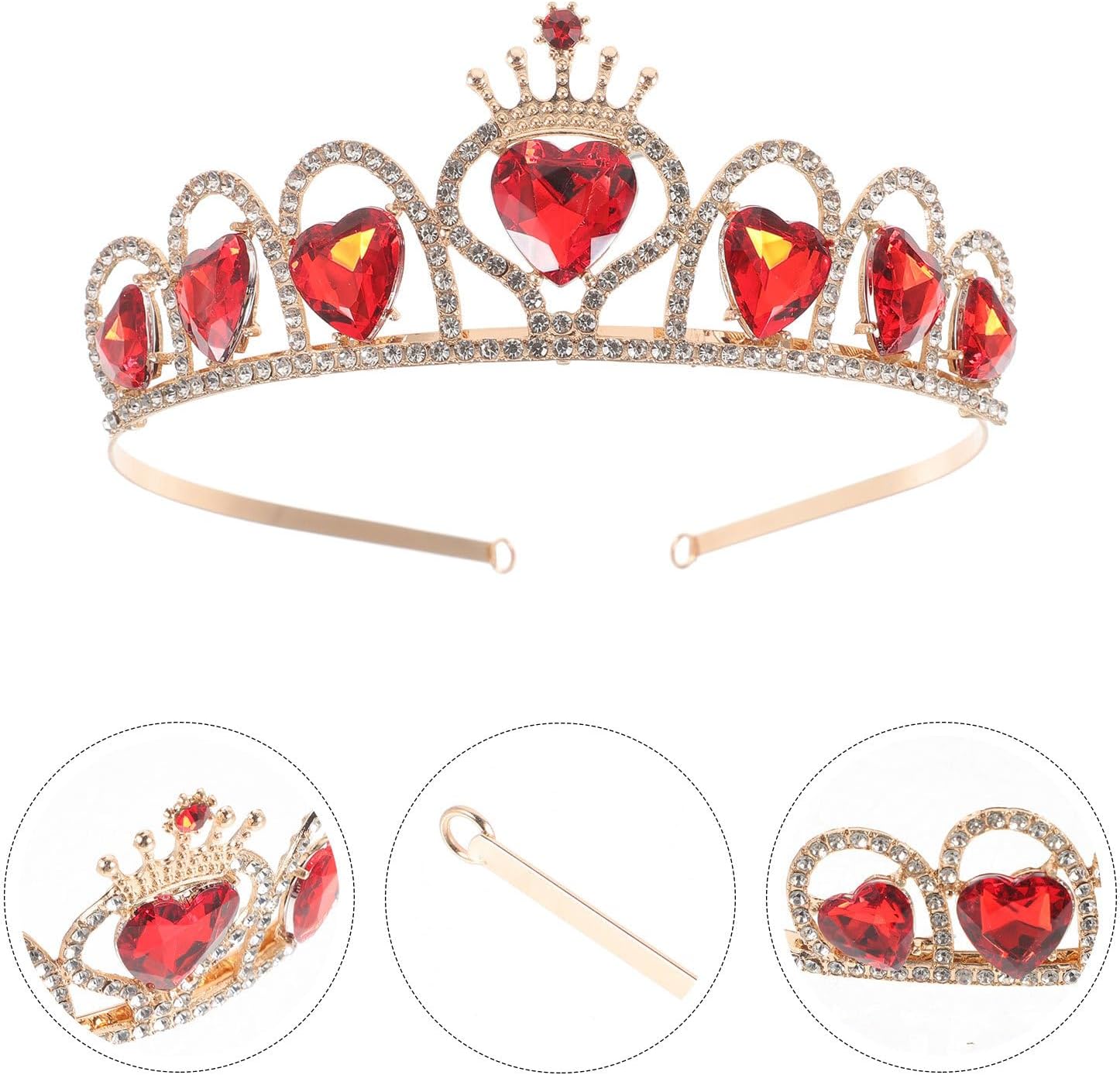 ヘアクリップヘッドバンド、女性用ラインストーンヘッドウェア、女性用ラインストーン用ラブクラウンヘッドバンドヘッドピース