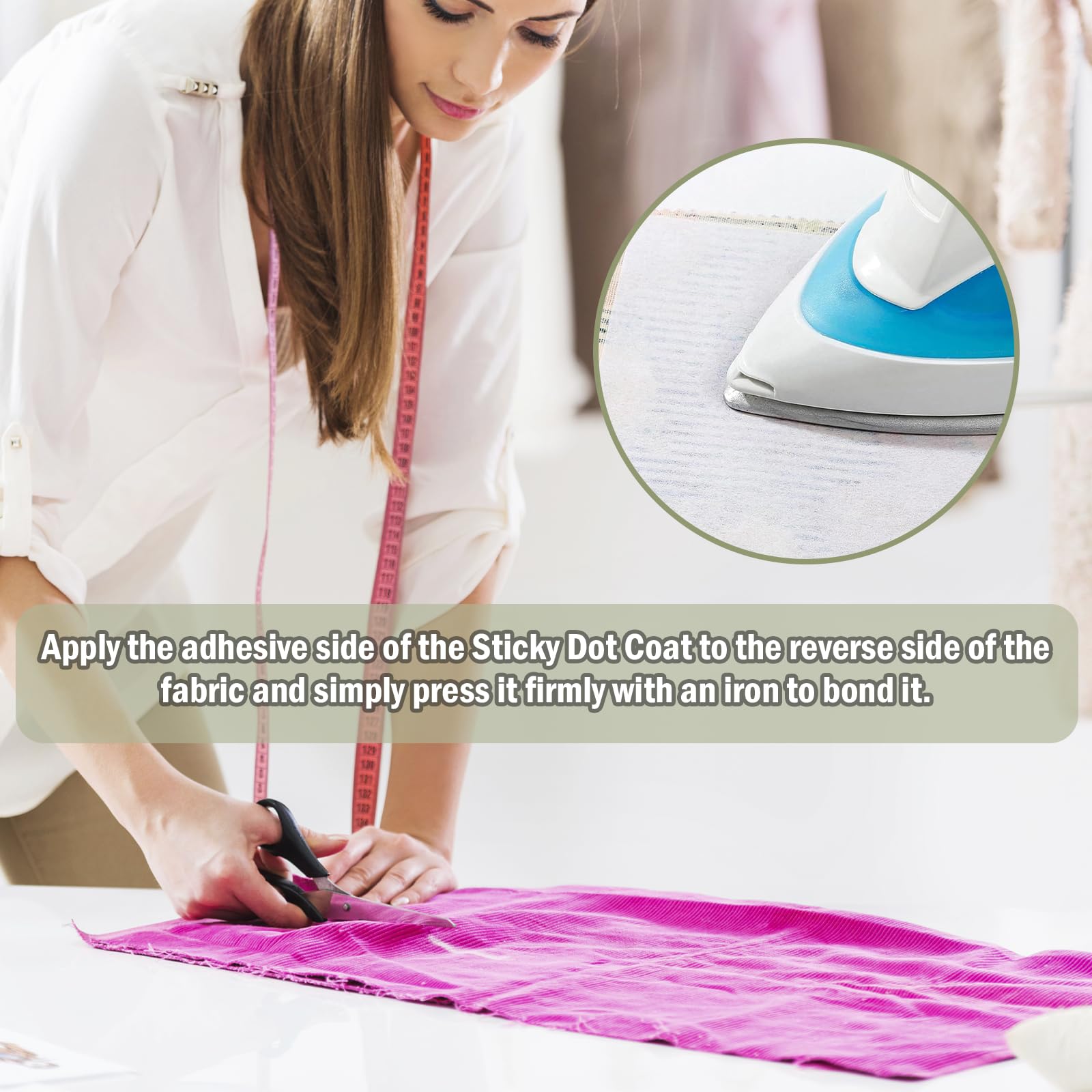 wenrescry Bügelvlies 300 x 100 cm - 50 g/m², leichtes zum Aufbügeln, weiß, für leichte und