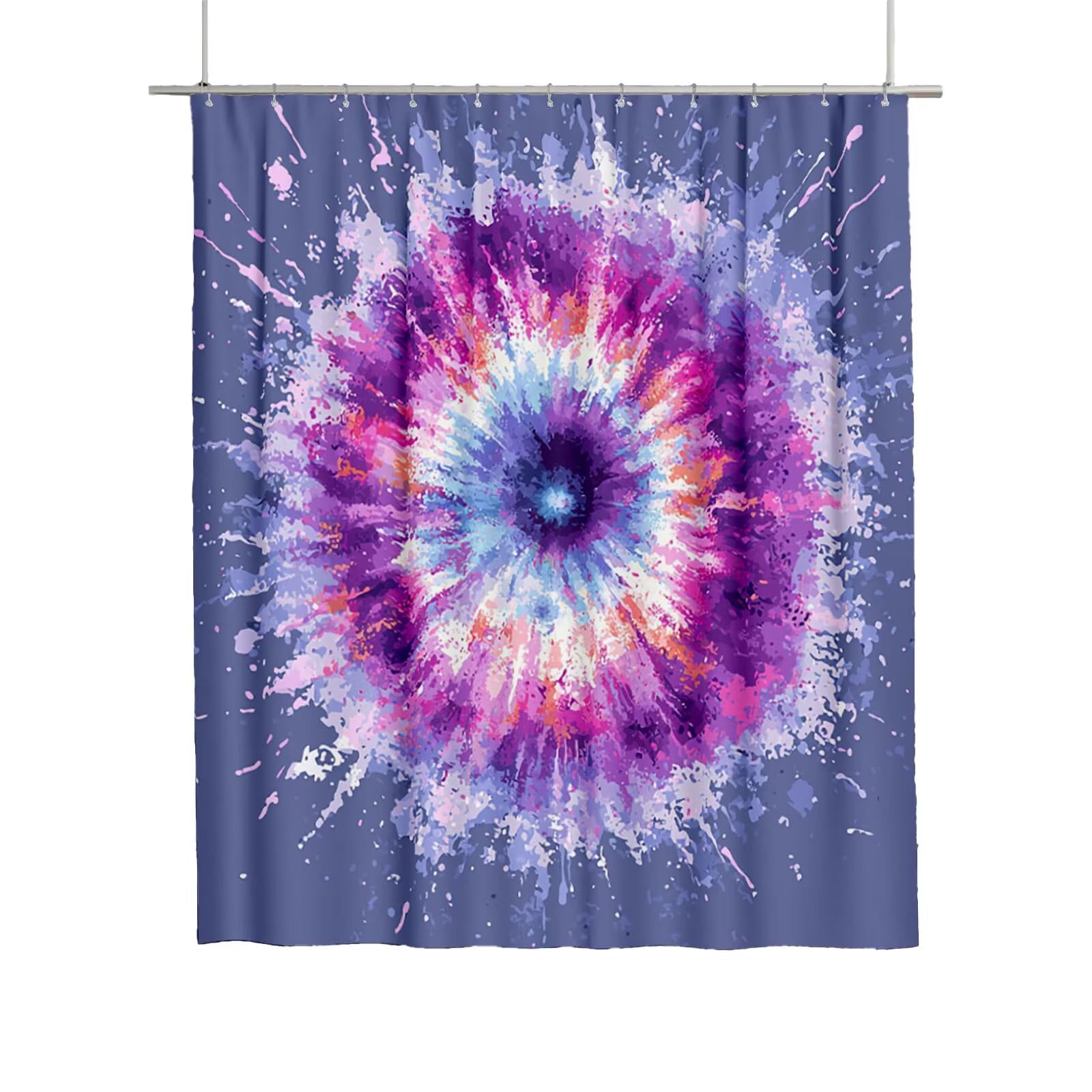 Rideau de douche violet 180x180 en tissu lavable avec oeillets C-54