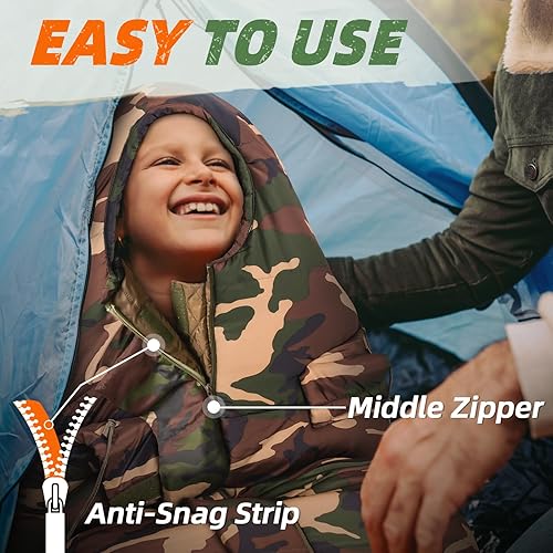 Miniatura 4 de MEREZA Sleeping Bag XL for Adults Mummy Sleeping Bag for Cold Warm Weather 20 Degree Big Tall Men Sleeping Bags Queen Size Woodland Camping Hiking