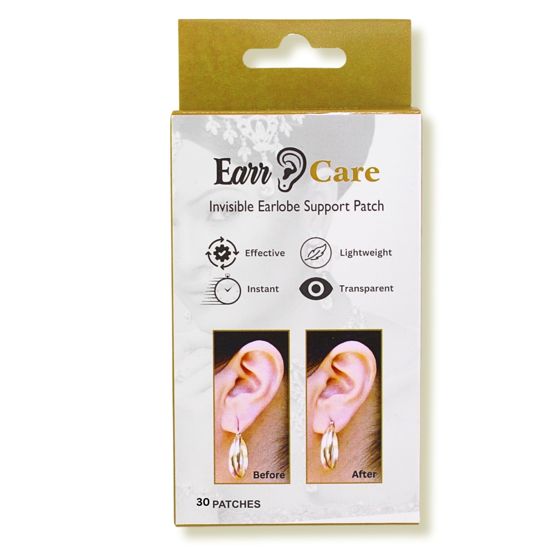 [Ear Lobe & Accessories] Earr Care Support Patches | for Women and Men | Prevents Earr Care tearing, 30 Patches
