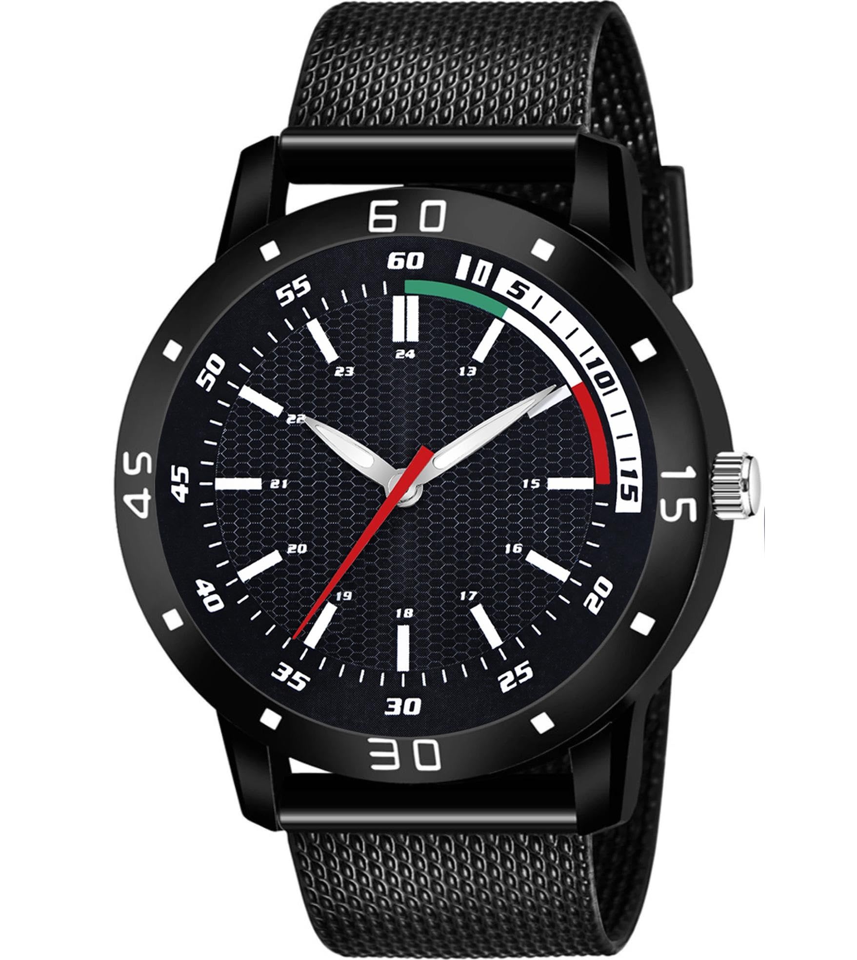 508|Black Dial PU Strap Stylish Analog Watch for Men-Fog/Black-image-15