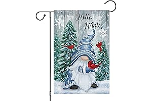 Hello Winter Gnome Garden Flag for Outside