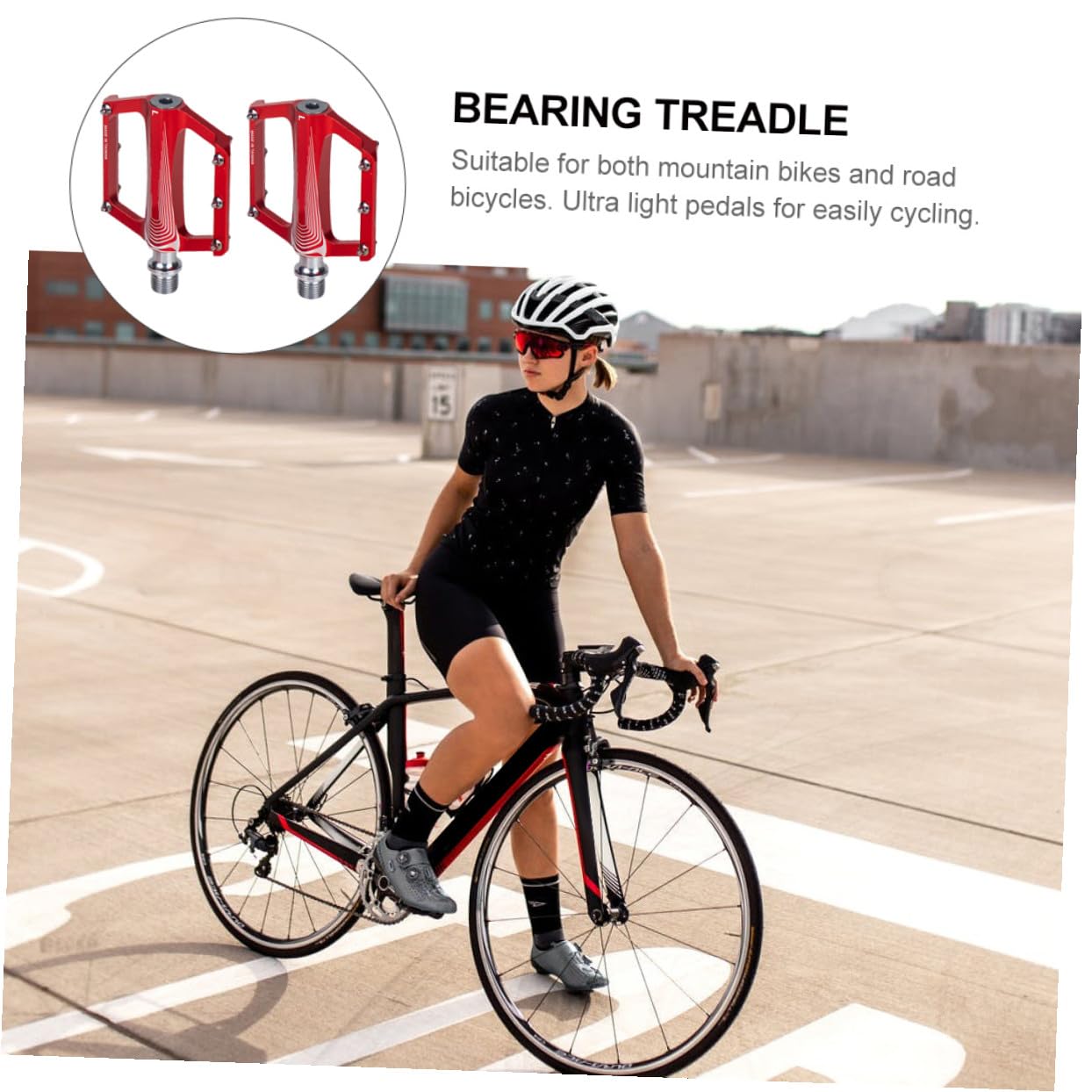 Pedales para Bicicleta de Montaña y Carretera, Plataforma Plana