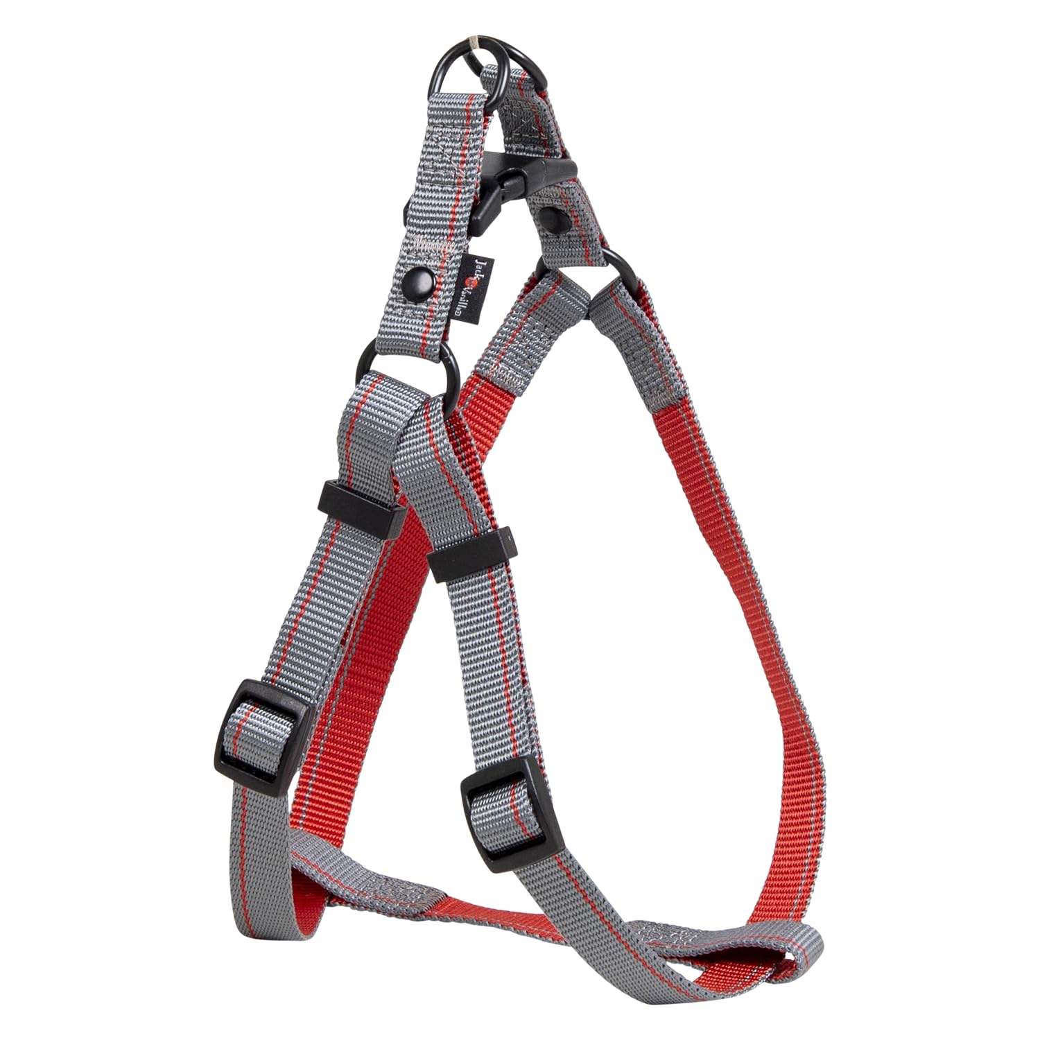 JACK AND VANILLA, Ergonomic Harness for Dogs, Adjustable, Lightweight and Durable, with Reflective Strips for Safety, Modern Design, Size S, Grey, 15 mm x 38-59 cm, Model