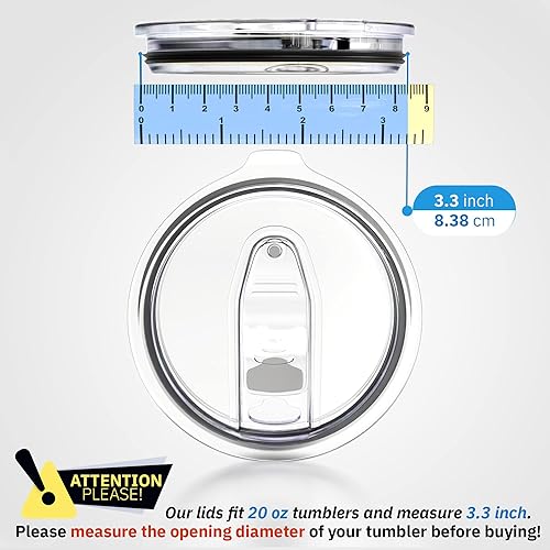 Miniatura 2 de Paquete de 1 tapa de repuesto para vasos Yti de 20 y 10 onzas, 3.3 pulgadas de diámetro, tapas a prueba de derrames, cubiertas deslizantes de
