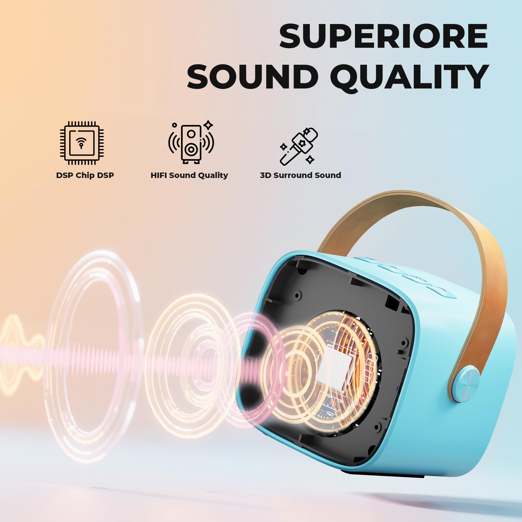 Ankuka Karaoke per Bambini Karaoke con Microfono Karaoke Cassa Bluetooth con 1 Microfono, Regalo Bambina Giochi Bimba Regalo Compleanno per 3, 4, 5, 6, 7, 8, 9,10,11,12+ Anni (Blu)