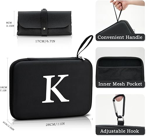 Miniatura 2 de Estuche organizador de lentes de sol duro con inicial personalizada de EVA, regalos de cumpleaños para mujeres y hombres con mosquetón de metal