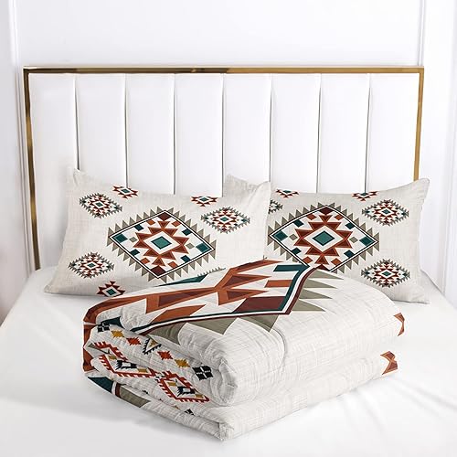 Miniatura 5 de AILONEN Juego de ropa de cama geométrica étnica tamaño individual para niños, niñas y adultos, adornos navajo, nativos americanos, estampado tribal,