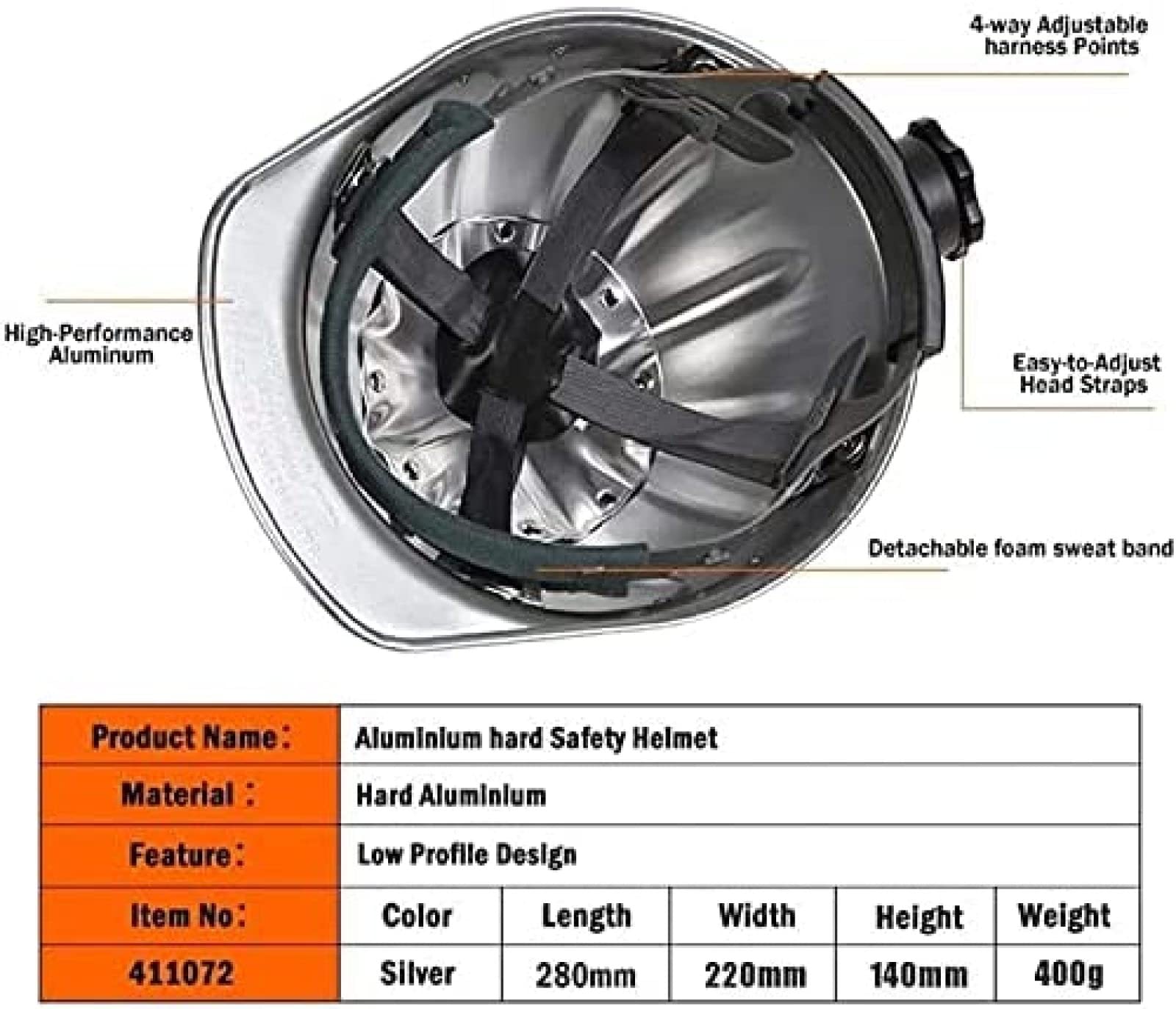 Casco de Seguridad Industrial, Casco de Trabajo ventilado para el Sitio de construcción, Casco de construcción con Correa de 4 Puntos Casco de construcción, Regular, Rojo