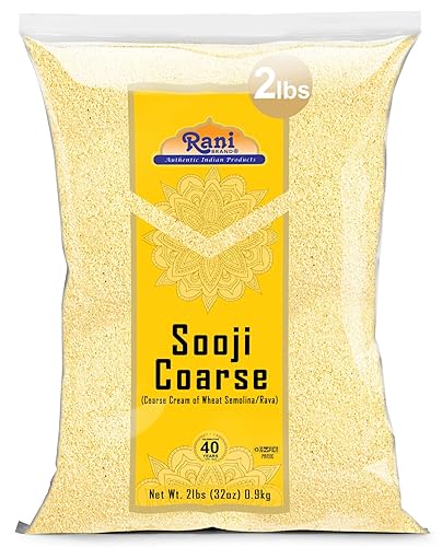 Rani Sooji Gruesa (Farina, Suji, Rava, Rawa, Sémola de Trigo) Harina 32oz (2lbs) 908g ~ Completamente Natural | Vegana | Sin OGM | Kosher | De