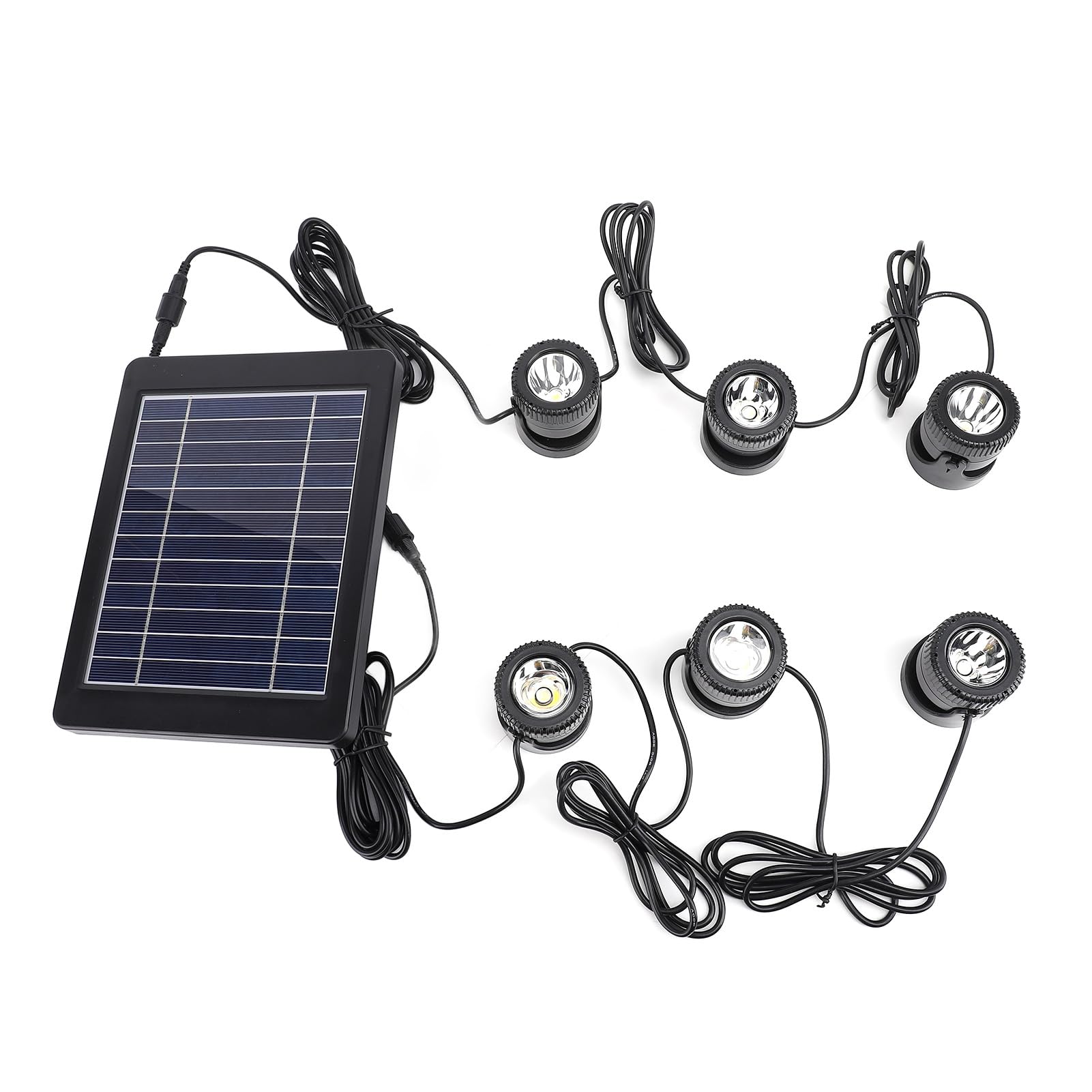 FTVOGUE Faretti Solari per Laghetto 6 in 1 Faretti Subacquei Impermeabili IP68 con LED Bianco Caldo 3000K per Piscina da Giardino con Acquario