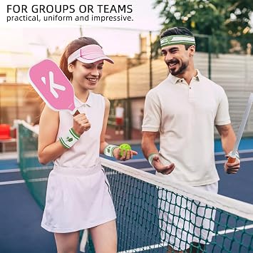 KOFULL Pickleball Sweatbands, Pickleball Headband, Tennis Headband, Pickleball Gifts for Pickleball Golf Tennis, Sweatbands Headband Bracelet Set (Sweat Bands Headbands Men