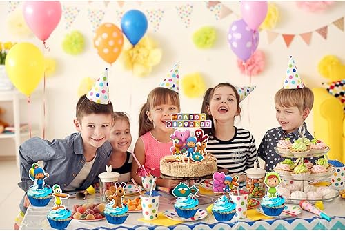 Miniatura 4 de Poc_yo - Decoración para cupcakes, 25 piezas de decoración de cumpleaños con temática de Poc_yo, suministros de fiesta de cumpleaños, decoraciones
