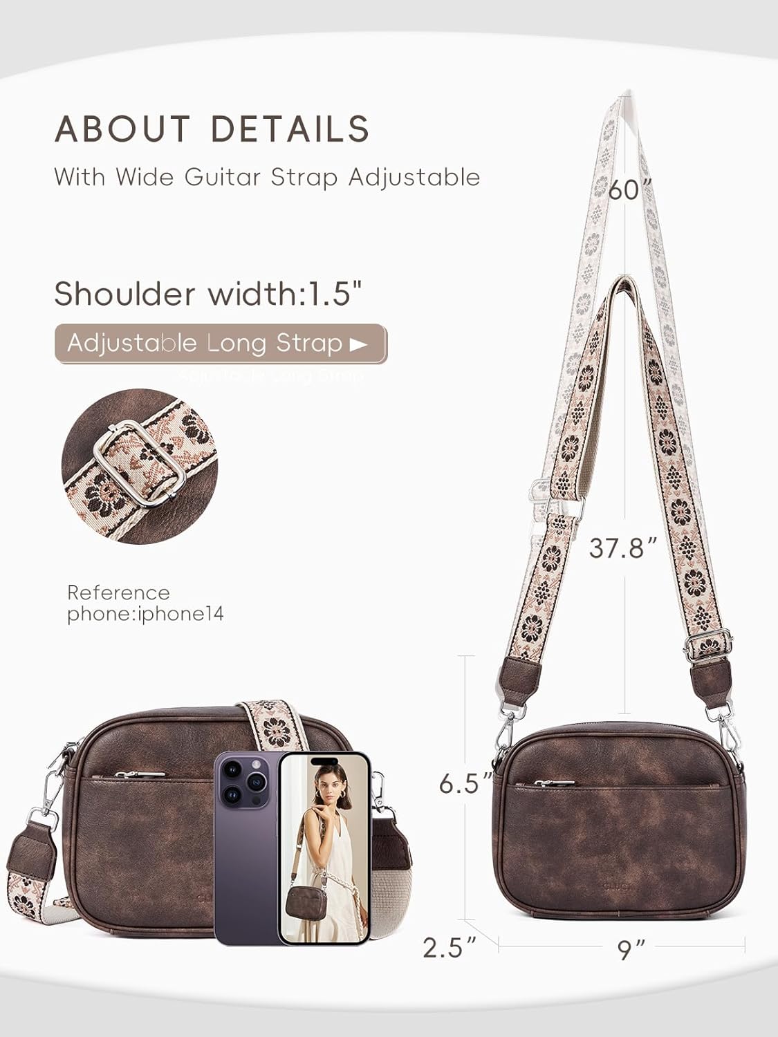 CLUCI Small Crossbody Bags for Women Purses for Women Cross Body Bag Crossbody Purse with Adjustable Wide Strap - Image 3