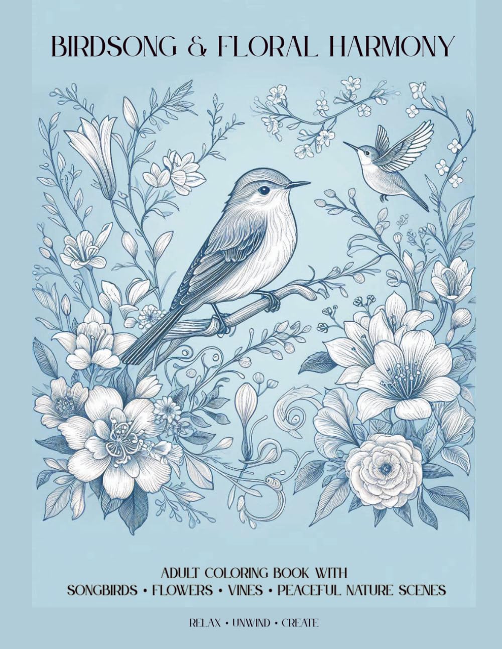 Birdsong & Floral Harmony: Adult Coloring Book with Songbirds, Flowers, Vines, and Peaceful Nature Scenes (Tranquil Nature Coloring Collection)