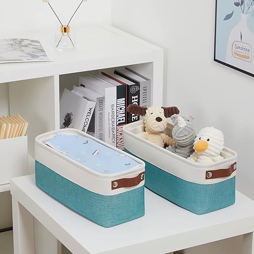 Vista 21 de DULLEMELO Canastas de almacenamiento pequeñas de 15 x 6 x 5.5 pulgadas, contenedores de almacenamiento de tela para tanque de inodoro