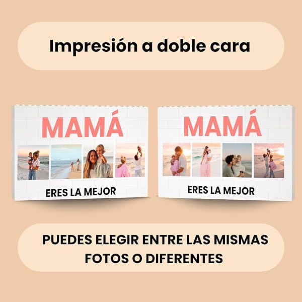 Cristal Plaque - Puzzle Personalizado Mamá con 4 Fotos y Texto | Rompecabezas Interactivo de Bloques Apilables Premium Mamá | Decoración Personalizada para el Hogar - 3
