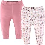 The Peanutshell Baby Pants for Girls, Newborn to 24 Months, 5 Pack, Rainbow Safari