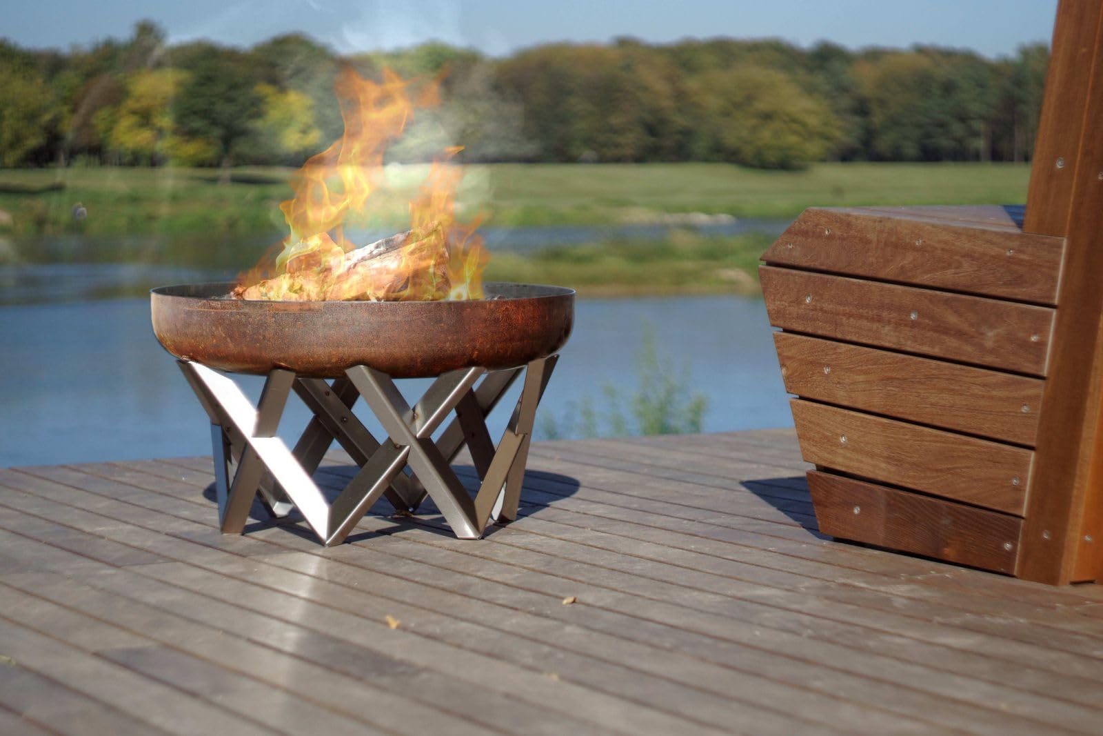 Xanie Design Feuerschale Focus L Feuerkorb Grillschale | Zeitloses Design