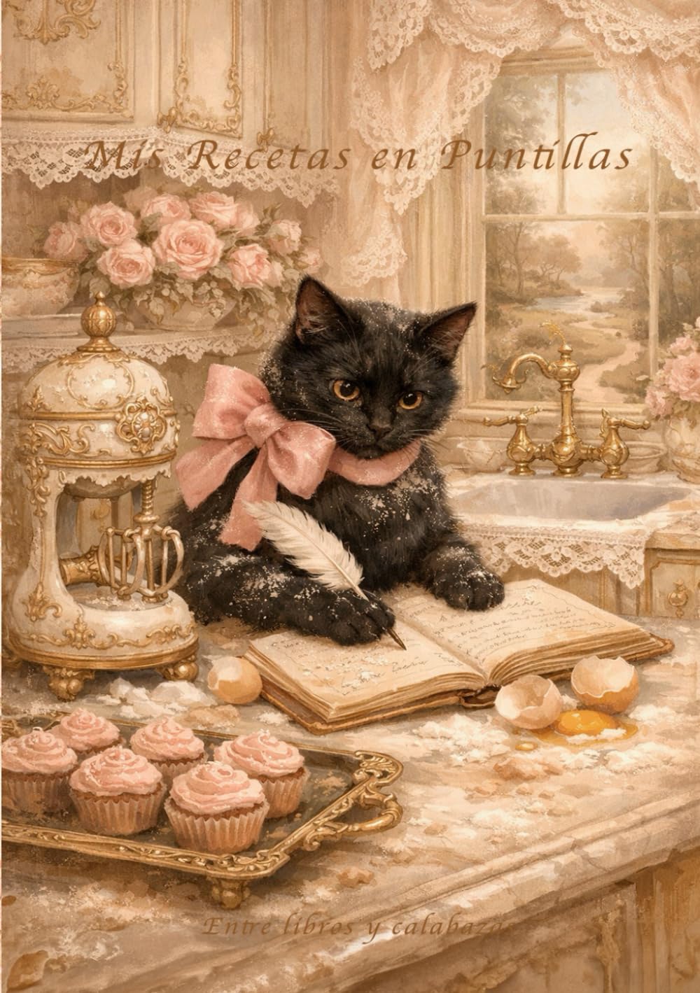 Mis Recetas en Puntillas: Recetario en blanco para escribir tus propias recetas — NO incluye recetas — interior victoriano rococó premium, ideal para regalo o auto-regalo