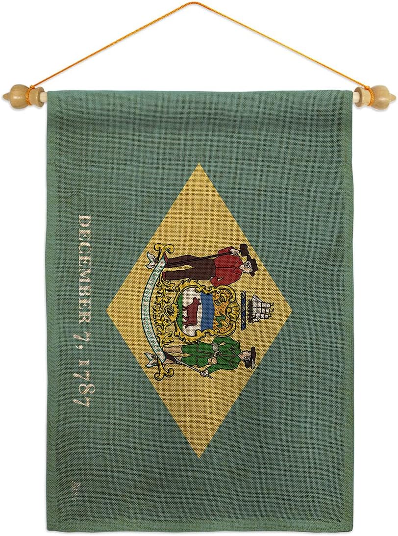 Delaware Burlap Garden Flag Americana States USA American Territories Republic Small Decorative Gift Yard House Banner Double-Sided Made In 13 X 18.5