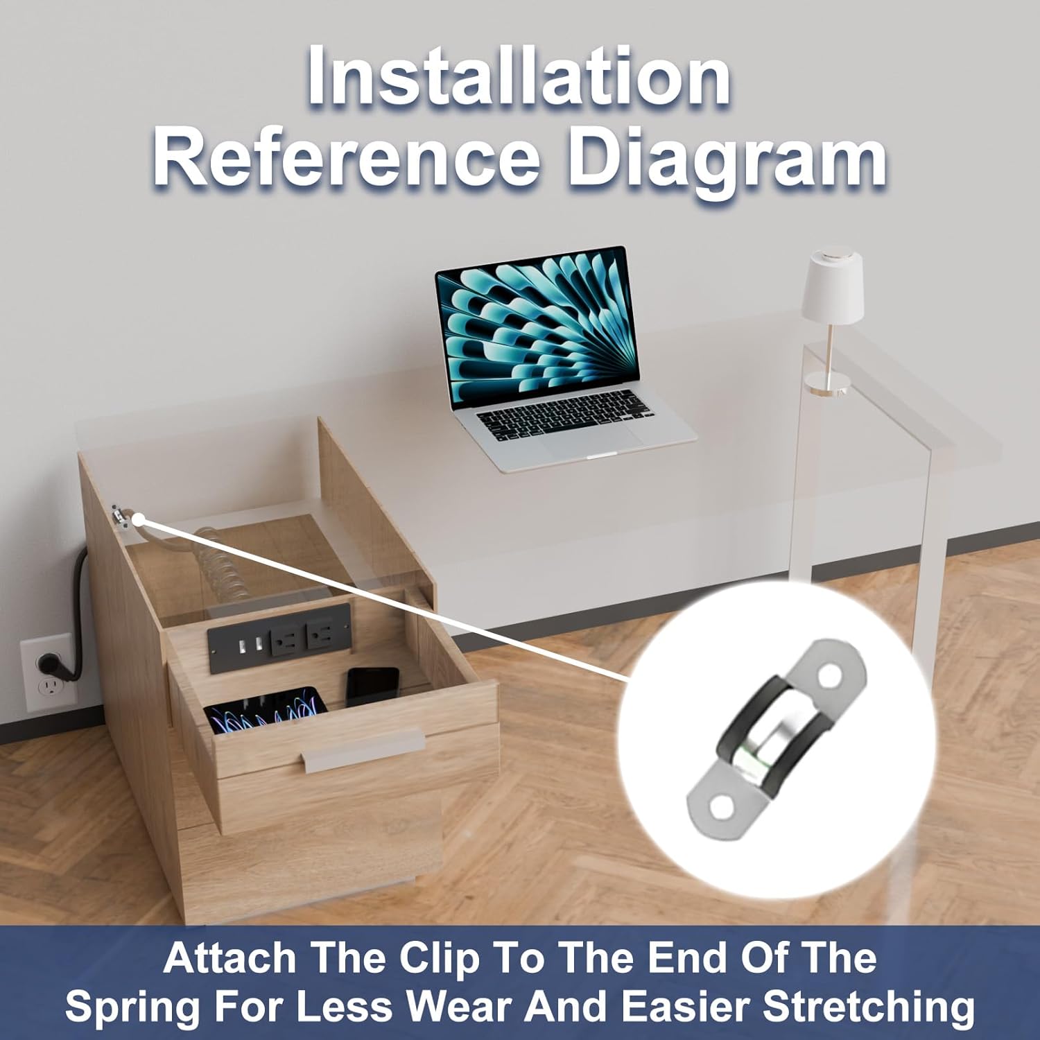 in-Drawer Outlet Kit: Organize Your Space with Two AC 15Amp Outlets & USB Ports for Bathroom, Bedroom, Kitchen, ETL Listed.