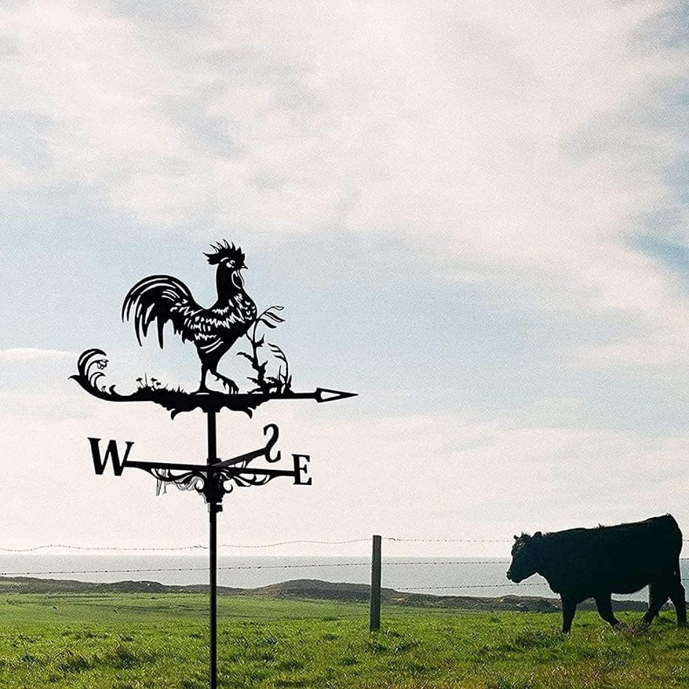 weathervane Rooster Weather Vane with Animal Ornament Durable weathervane Stainless Steel reative Cock on The Branch Garden Stake Weather Vane Wind for Garden Decor roof