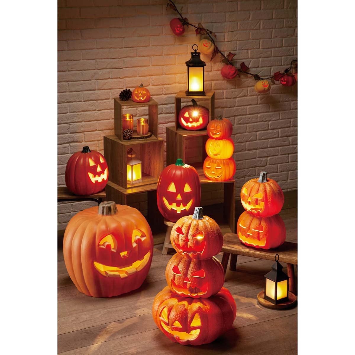 秋の装飾 ハロウィン 飾り 店舗・自宅兼用 LEDパンプキン