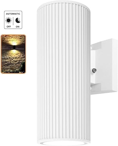 ZUUKOLE Aplique de pared para exteriores con sensor de anochecer a amanecer, iluminación exterior, listado ETL, diseño de cilindro de montaje en