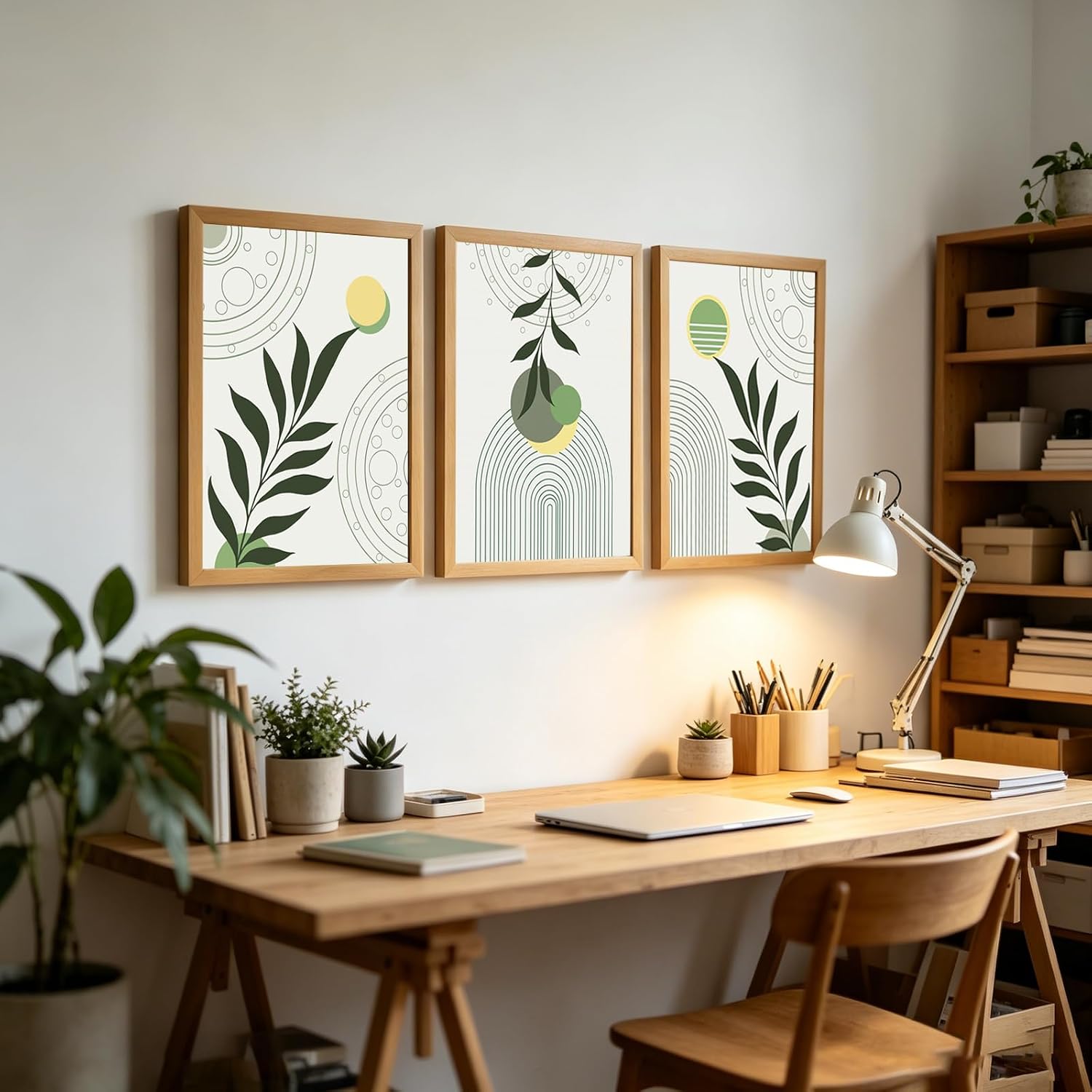 Bohemian style wall art Green Framed Wall Art Green inner cover, Wooden border