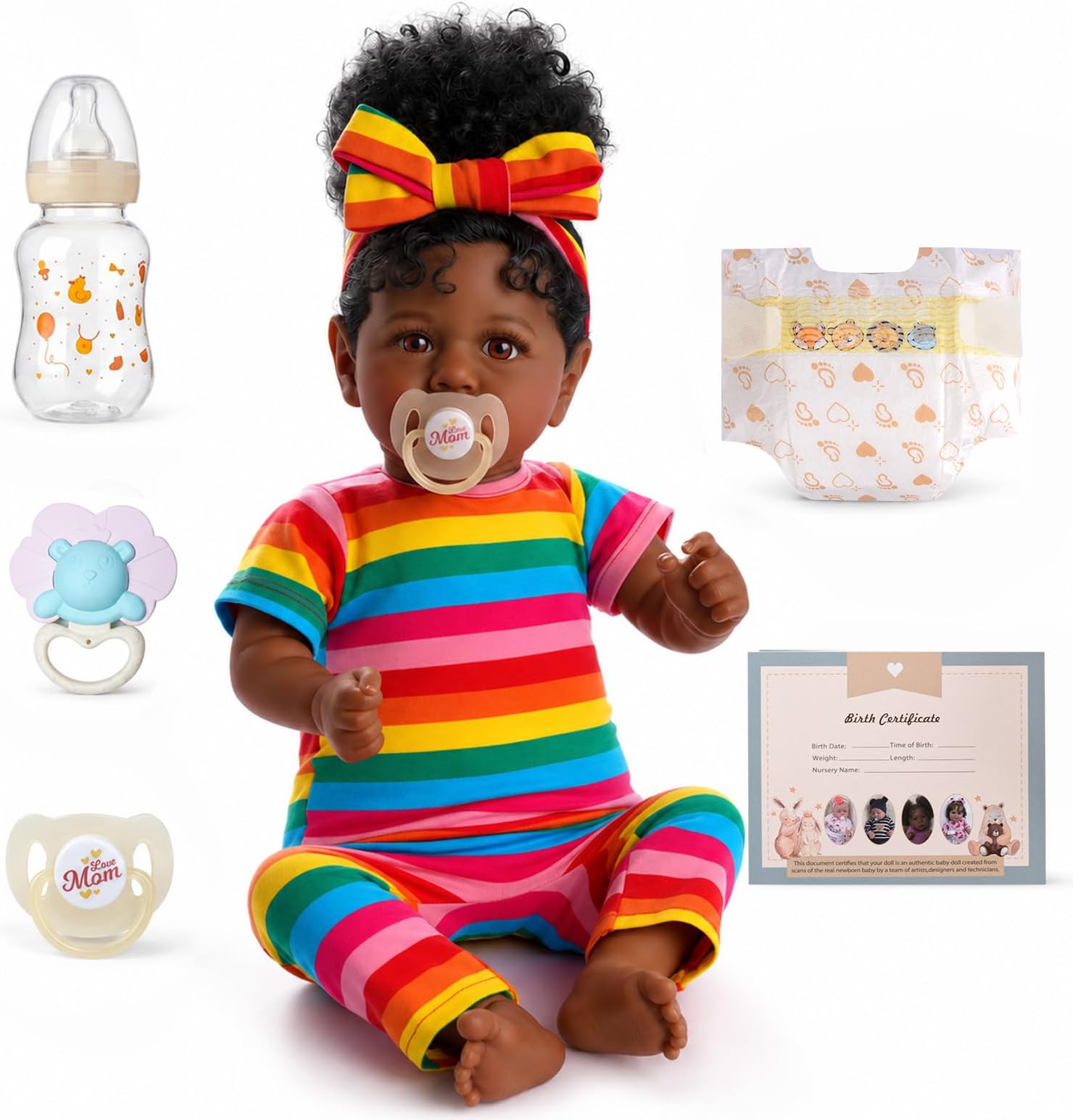 JIZHI Reborn Baby Dolls Black - 22 Inch Soft Cloth Body African American