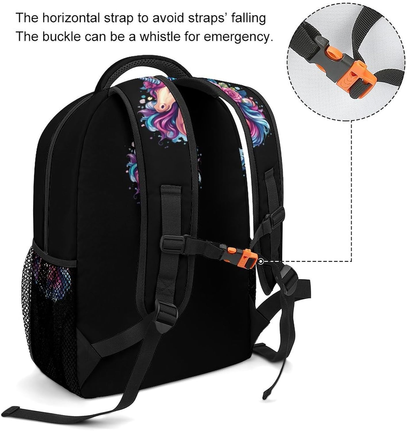 Flower Un-icorn Laptop Backpack Lightweight Travel Daypack Shoulder Bag for Men Women