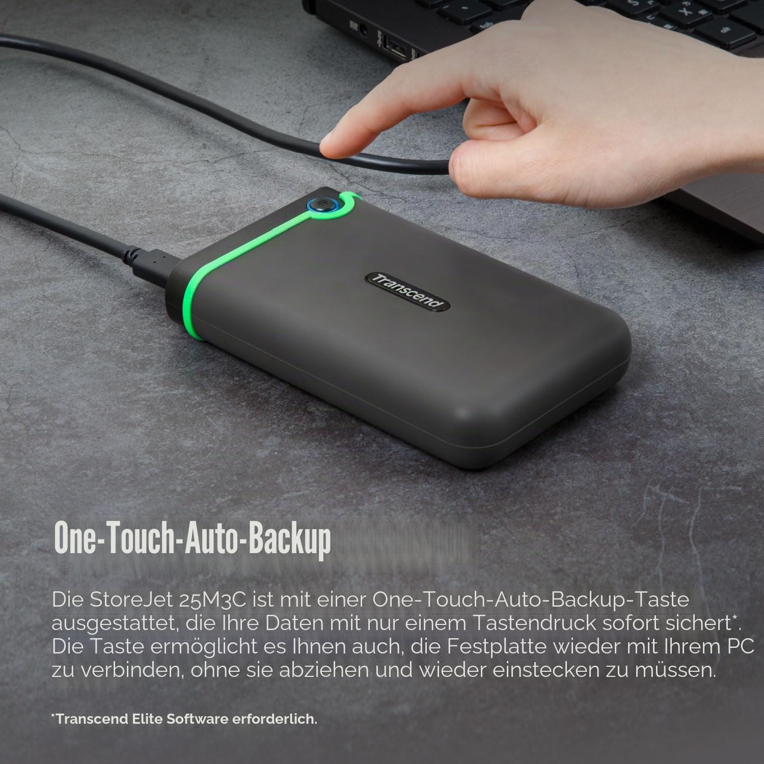 Transcend StoreJet 25M3C 2TB Externe Festplatte, USB Type-C, Anti-Schock (Militärstandard), USB 3.1 Gen 1, 2.5 Zoll, Eisengrau| Ideal für MacBook, iPad Pro & USB-C Laptops