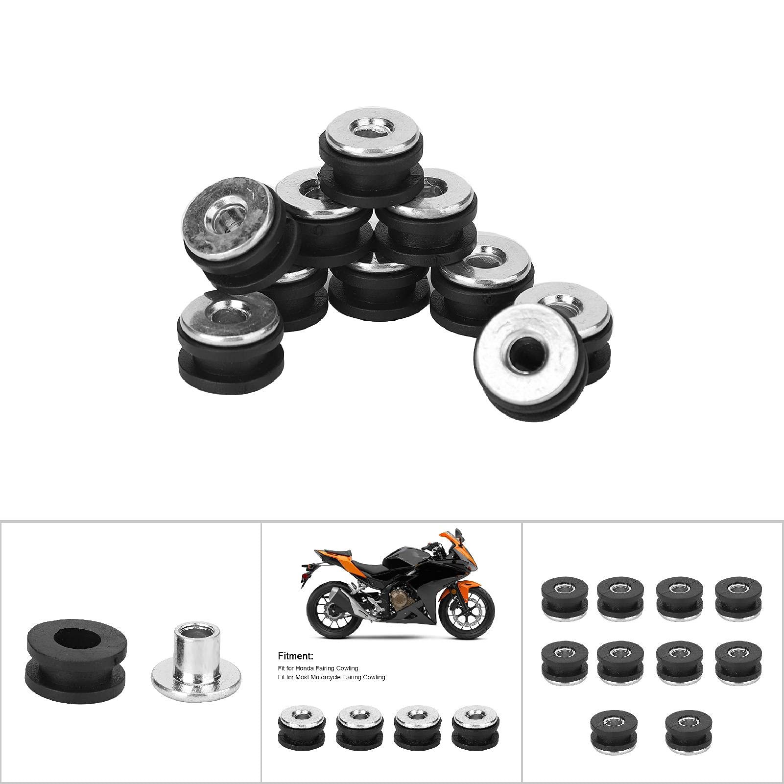 FSFYUK Set di 10 passacavi in ​​gomma per coperture laterali per moto, pezzi di carenatura, rondella tampone, cuscino di scarico della pressione universale per per per pe