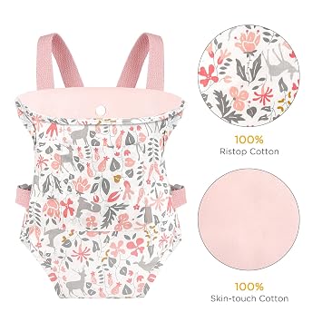 GAGAKU Baby Doll Carrier, Baby Doll Accessories up to 18-inch Dolls, Reborn Baby Dolls Carrier for Little Girls Pink (Reindeer)