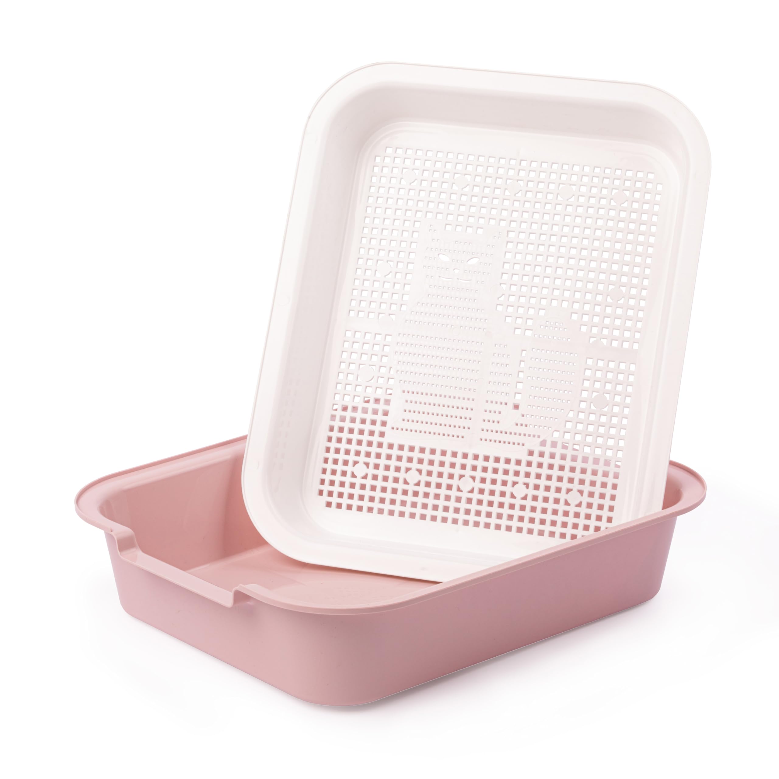 4BIG.fun Set Katzentoilette mit Reinigungssieb und Erste Schalentoilette für Kätzchen Katzenbabys Kaninchen Katzenklo Reinigungssieb Rosa