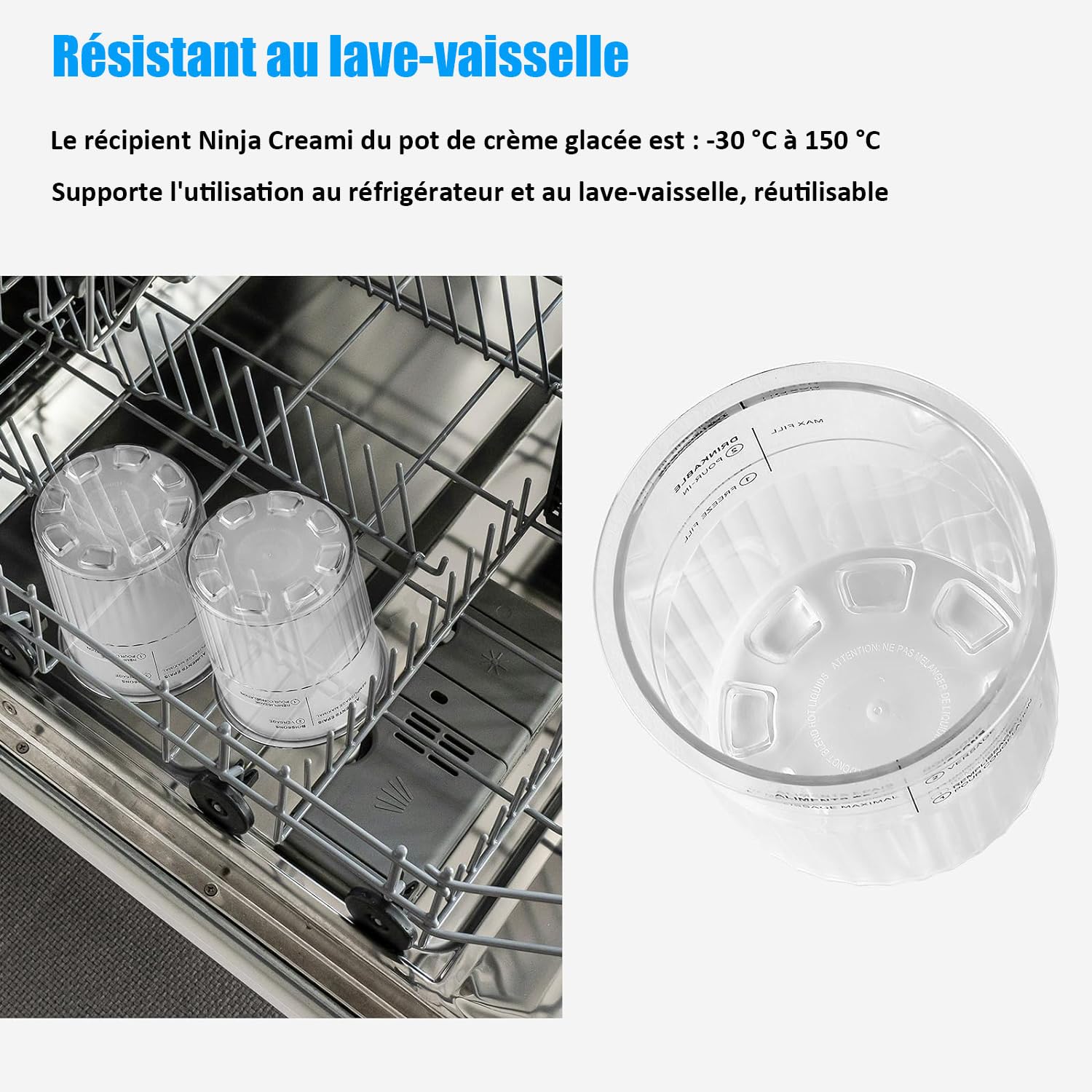 Lot de 2 Récipients à Crème Glacée de Rechange pour Ninja Creami Deluxe NC501/NC500 Series, 680ML pour Accessoires Ninja Machine à Glace, Sans BPA Et Lave-Vaisselle