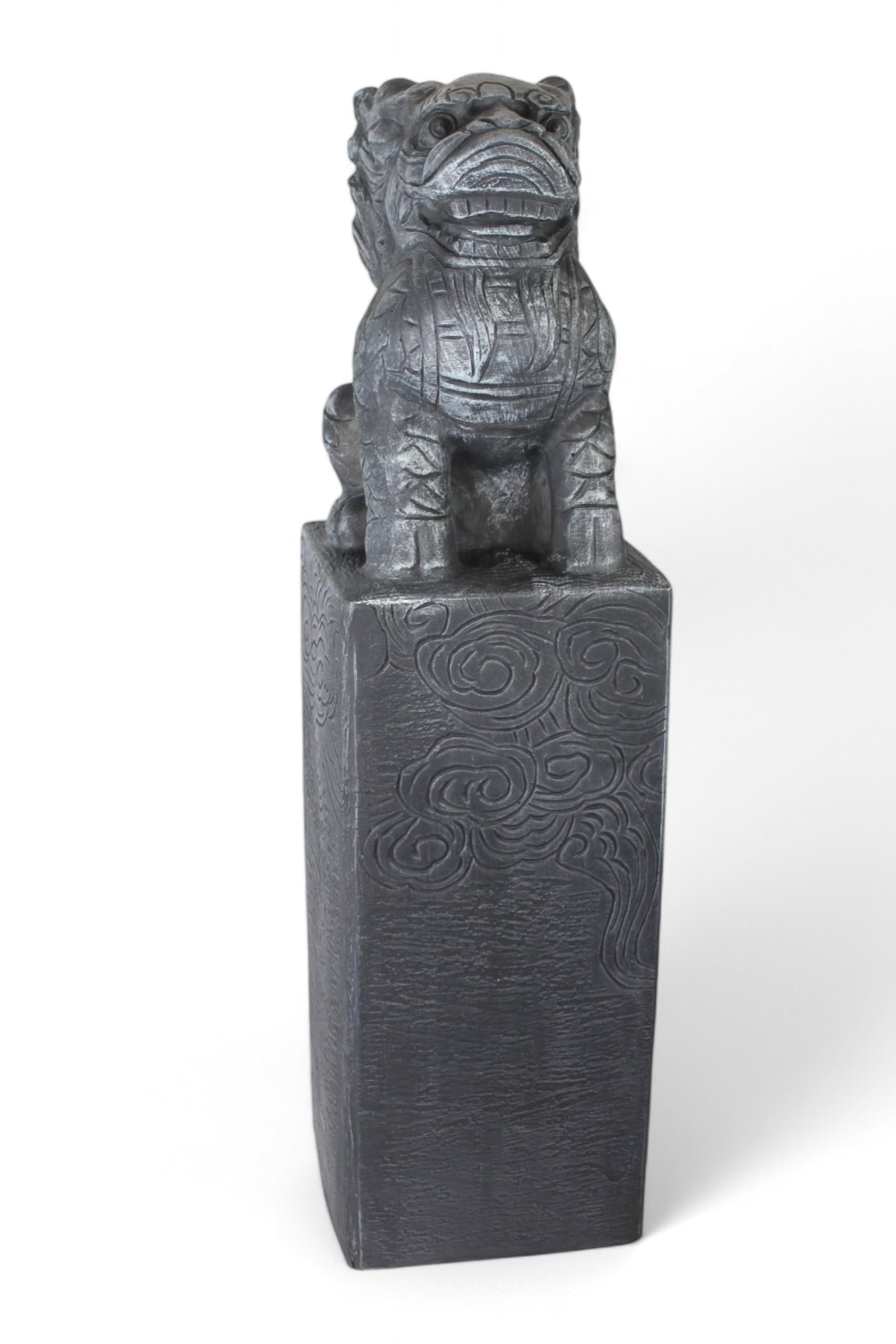 Arnusa Stele di drago asiatico, 79 cm, decorazione da giardino resistente alle intemperie, effetto pietra, in poliresina, statua giapponese per giardino, stagno e terrazza